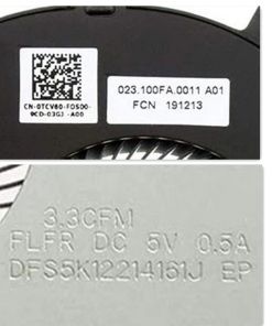 Alternative view of Fan Dell VOSTRO 5391 5390 7391 DFS5K12214161J FLFR FM0D 0TCV60 TCV60 0HT5WT
