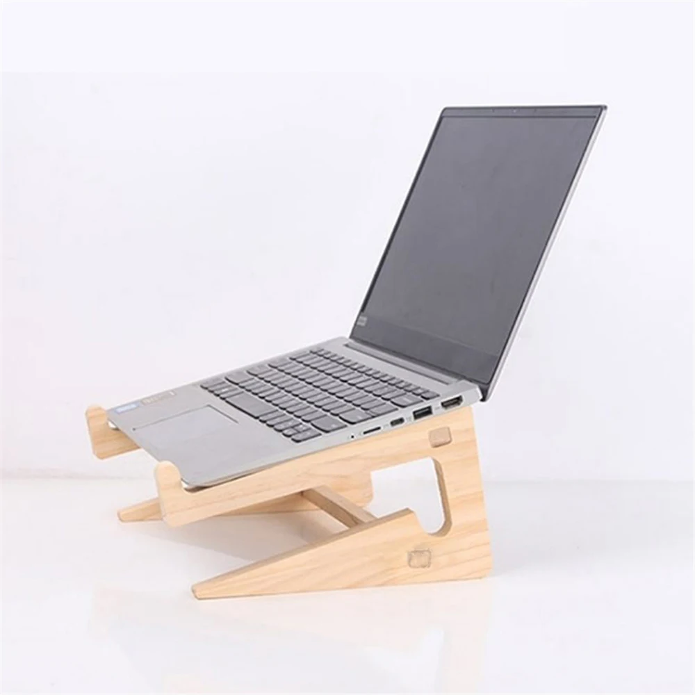 Wooden Laptop Holder Detachable Natural Base Eco Stand Cooling Organic Bracket 10 - 17 Inch