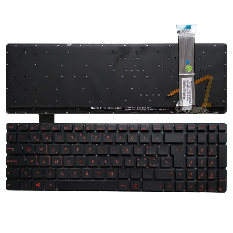 Asus GL752 GL752V GL752VL GL752VW GL752VWM BR DE IT PT TR CH backlit keyboard - Image 2