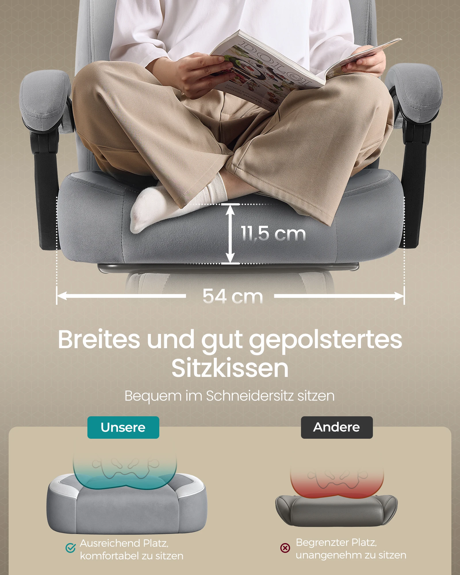 SONGMICS Gaming chair Office chair Computer chair Ergonomic Design Footrest - Image 3