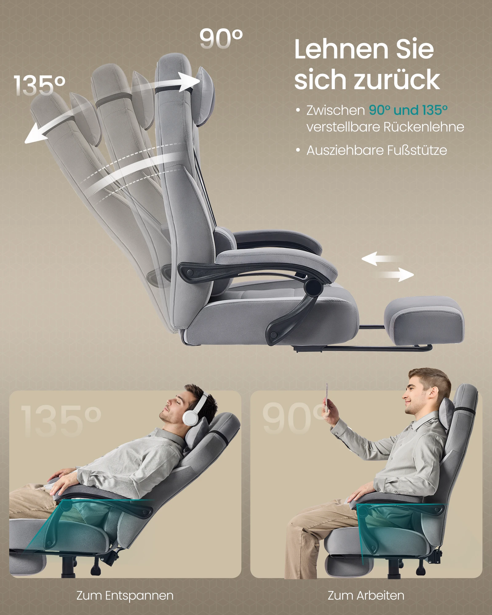 SONGMICS Gaming chair Office chair Computer chair Ergonomic Design Footrest - Image 5