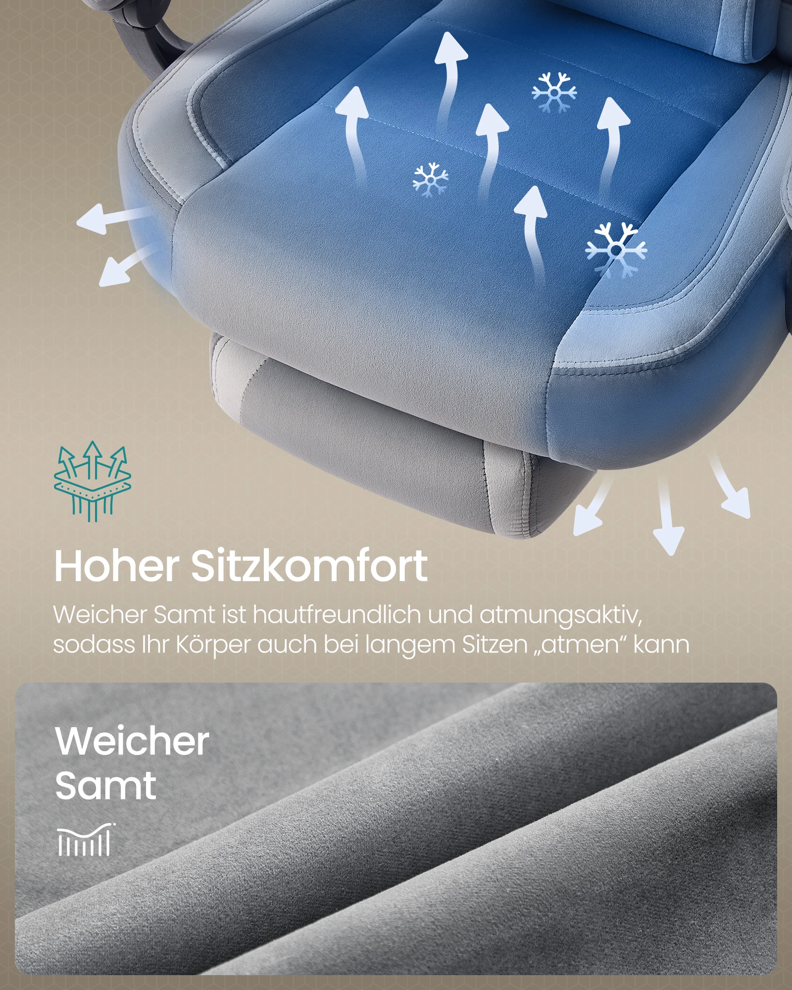 SONGMICS Gaming chair Office chair Computer chair Ergonomic Design Footrest - Image 2